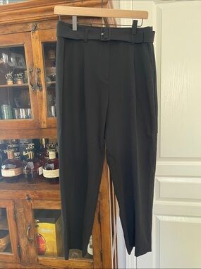J. Crew Black High-Rise Belted Tapered Dress Pants